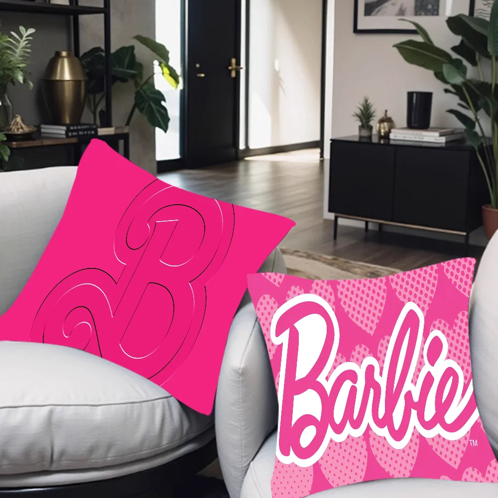 

Cute B-Barbie Logo Pillow Gifts Home Office Furnishings Bedroom Sofa Car Cushion Cover Case 45x45cm
