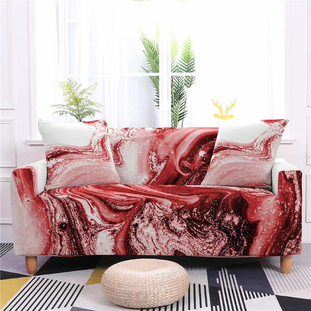 Marble Sofa Cover 1/2/3/4 Seat Non-slip Slipcover Elastic Couch Cover Living Room L Shape Stretch Protective Cover Funda Sofá