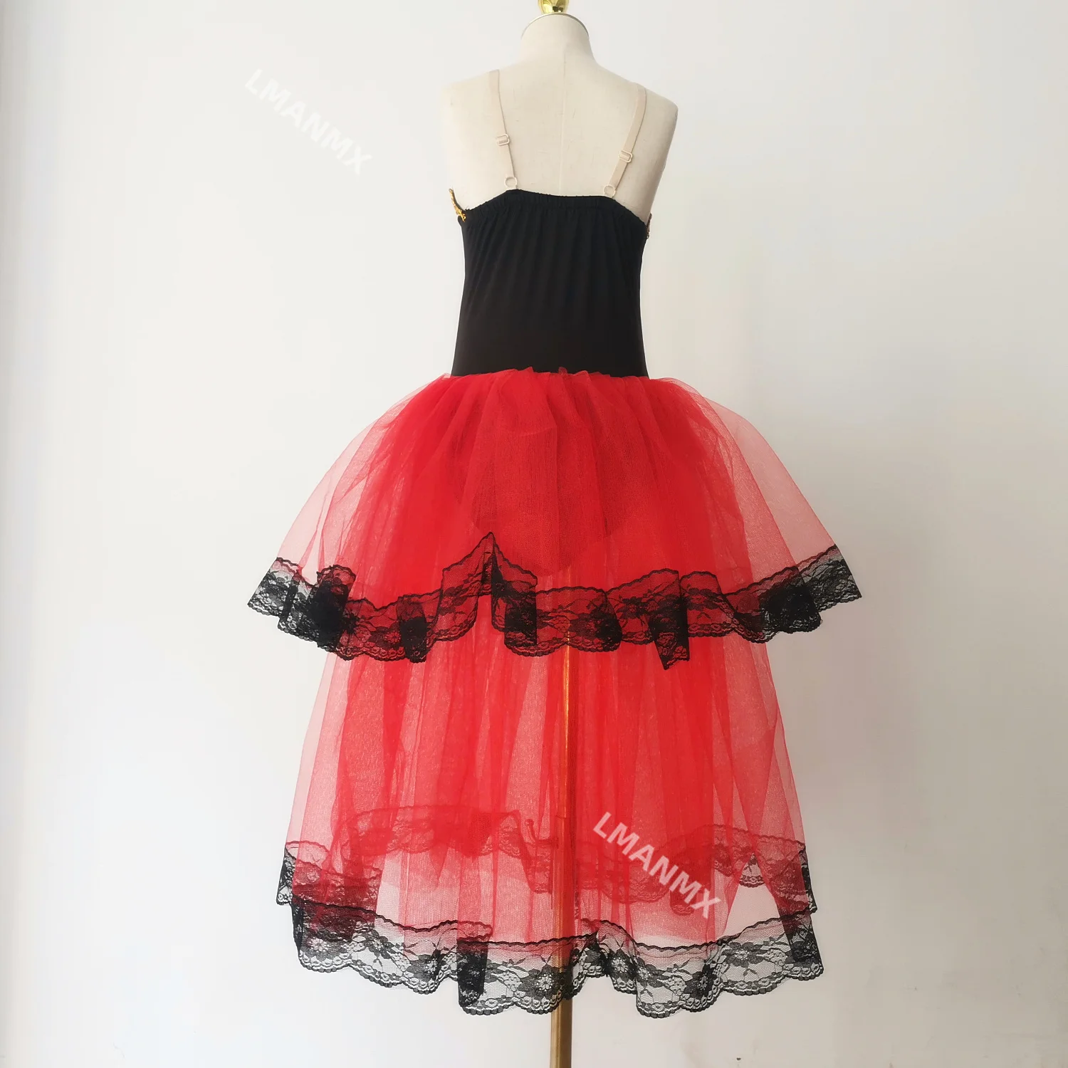 Robe de Ballet Espagnole Rouge pour Bol, Tutu Romantique, Jupe Longue en Tulle Doux, Costumes de Performance