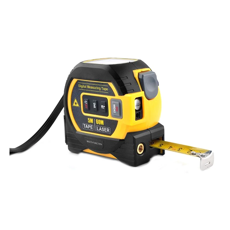 1 PCS Laser Tape Measure High Precision Laser Rangefinder Steel Tape Measure Yellow