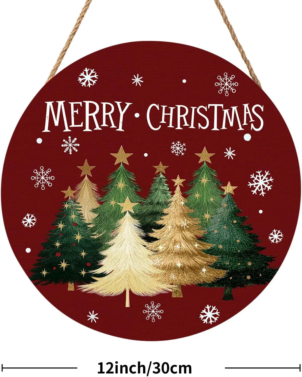 Xmas Tree Red Door Sign For Front Door Decor,Winter Snowflake Wooden Sign 12