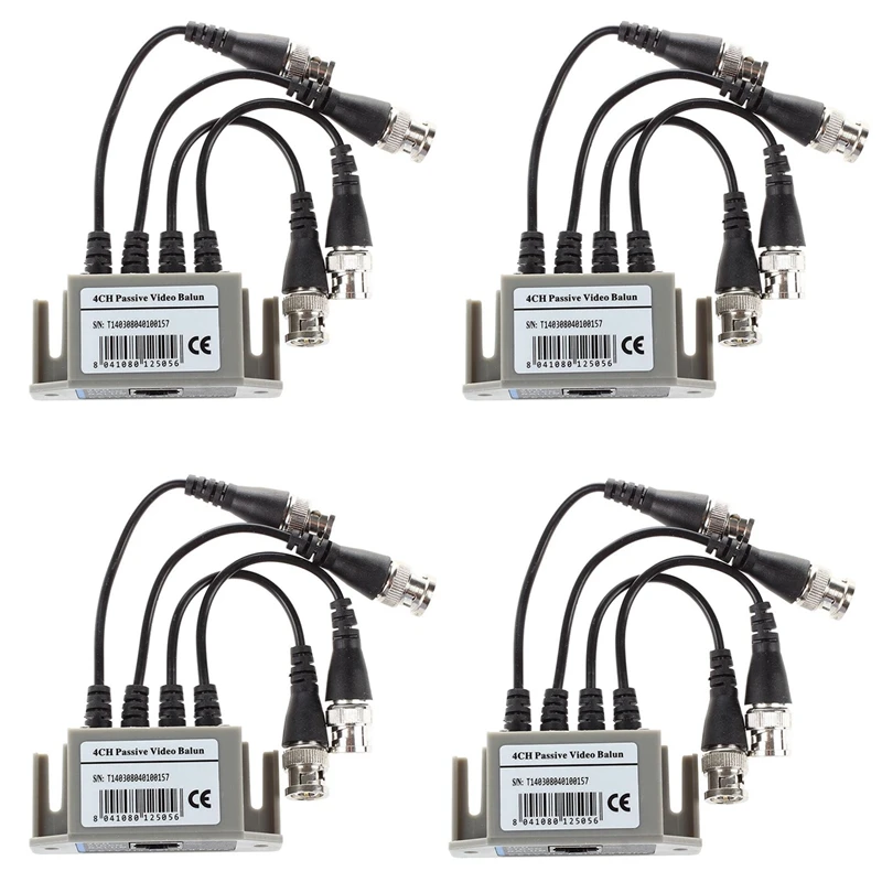 

4X 4-Channel Video Balun BNC UTP CAT5 Transmitter For CCTV/ Surveillance Camera Trend