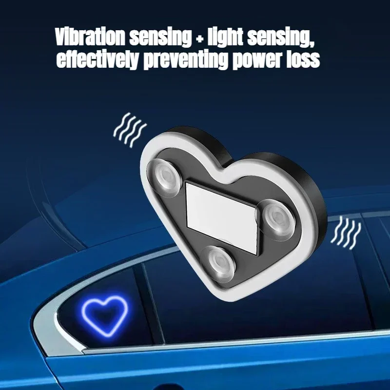 Wireless solar light sensing triangle window love light LED neon light emitting car decoration interior atmosphere light