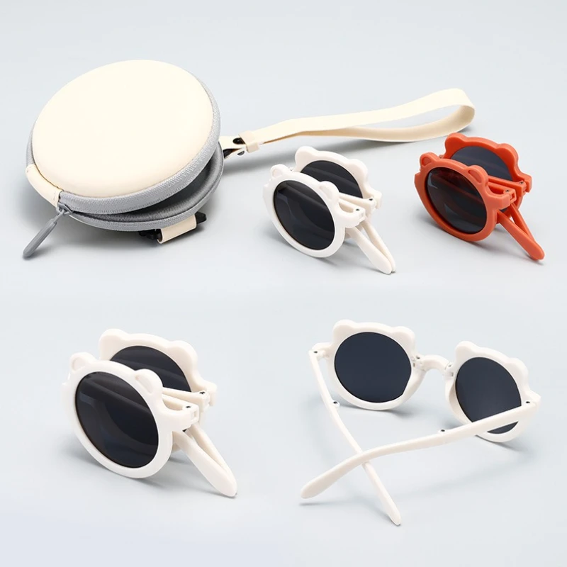 Niedlicher kleiner Bär, faltbar, für Kinder, Jungen und Mädchen, Sonnenschutz, Sonnenbrille, modisch, für Babys, UV-Schutz, Kinderbrille
