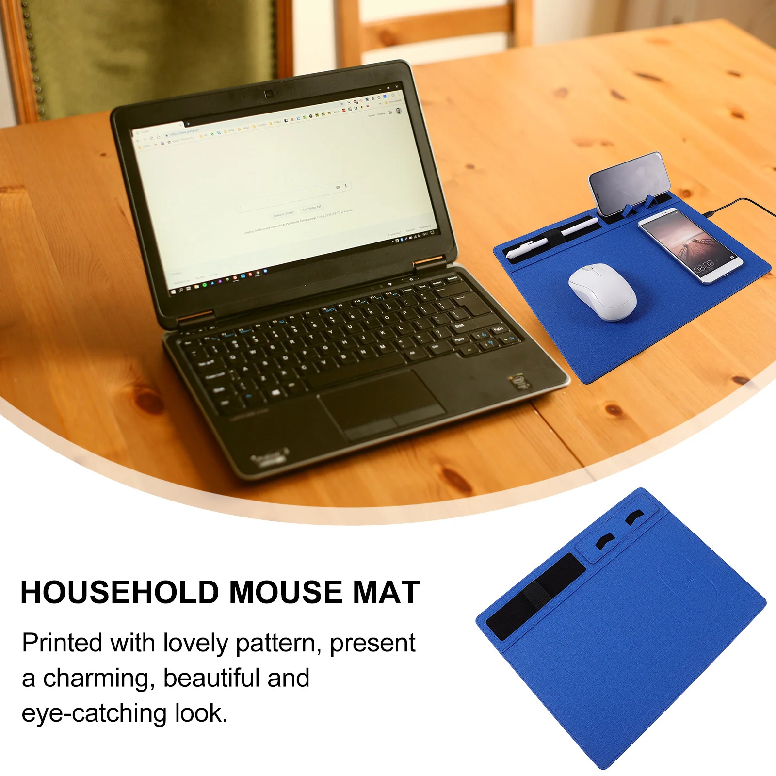 Wireless Charging Mouse Pad 15W Large Gaming Mouse Mat Anti-Slip Pu Desk Organizer For Office Business Spill Resistant