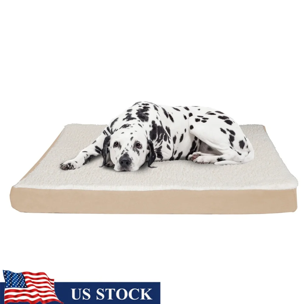 

Orthopedic Dog Bed with Memory Foam and Sherpa Cover High Density Foam Washable Pet Mat Dogs Cats Ideal Crates or Kennels