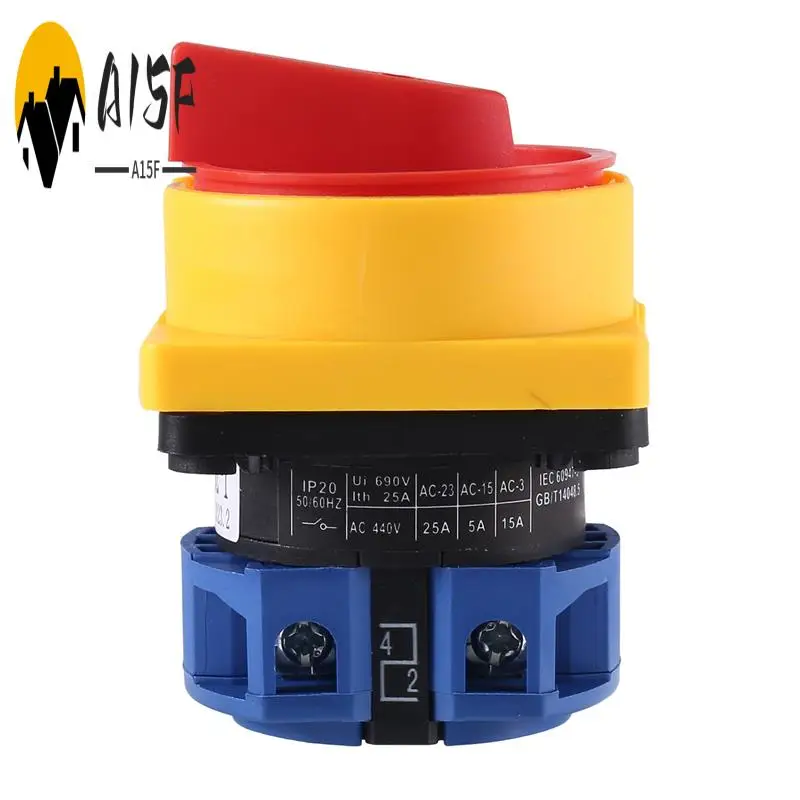 

A15F-25A Isolator Switch Changeover Switch Component 2 Positions Universal Cam Selector Latching Switches 550V 25A