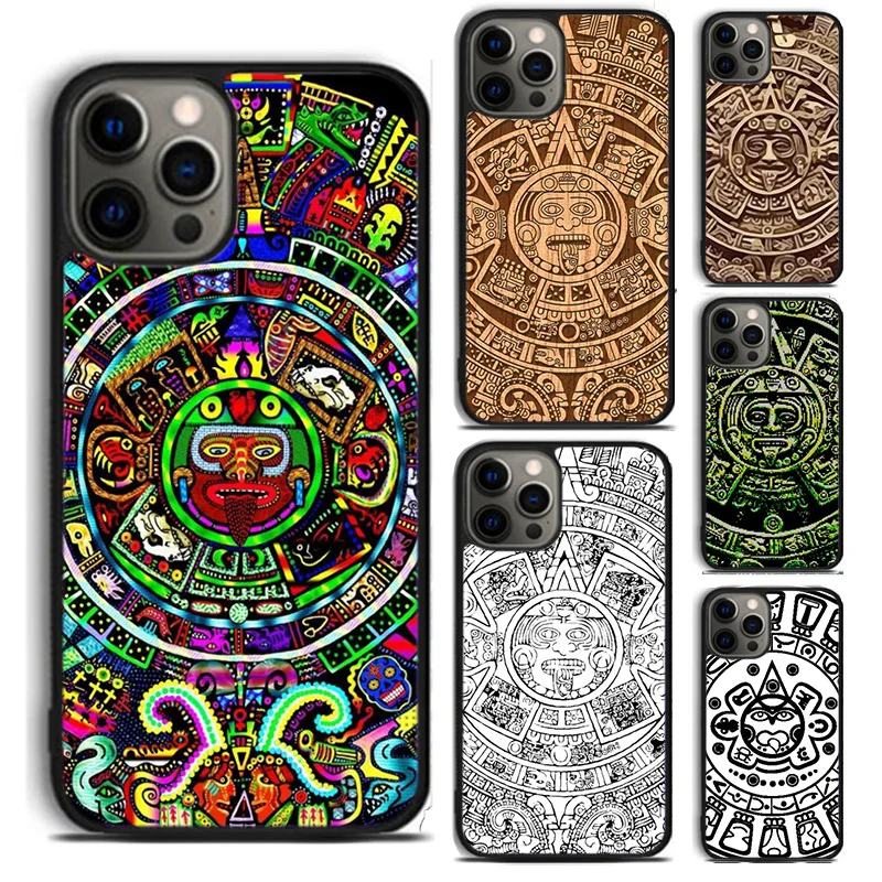 Mayan Calendar Wood Pattern phone Case Cover For iPhone 16 15 14 Plus XR XS apple 16 11 12 13 Pro Max coque