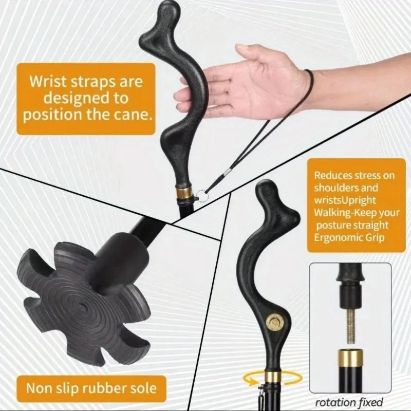 Bastone da trekking in alluminio leggero a 1 radice - Bastoncini da trekking ad altezza regolabile, impugnatura ergonomica antiscivolo, design pieghevole compatto con