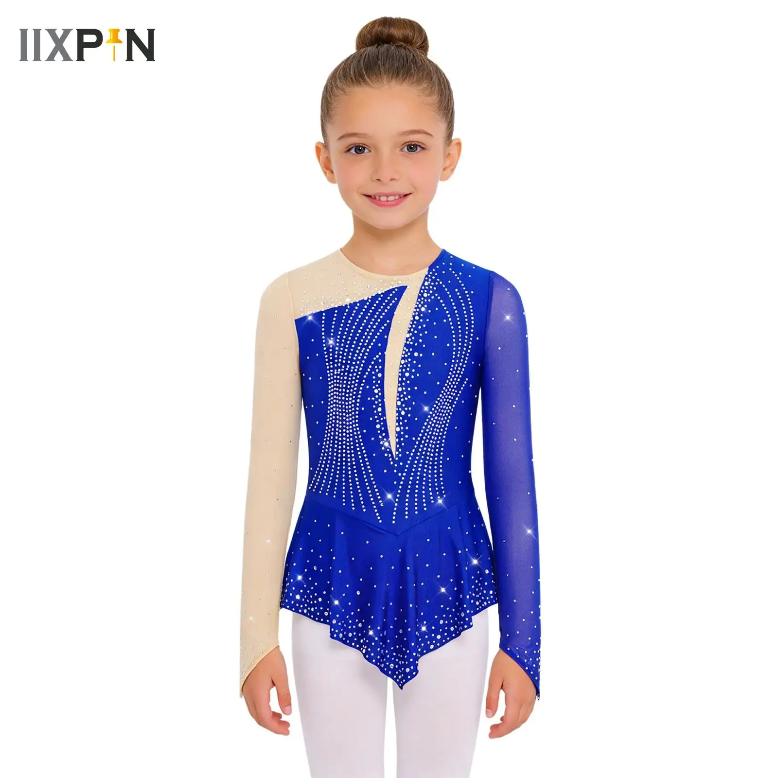 

Girl Ballet Dance Jersey Leotard Dress Gymnastics Figure Skating Lyrical Dance Performance Costume Rhinestone Contemporary Skirt