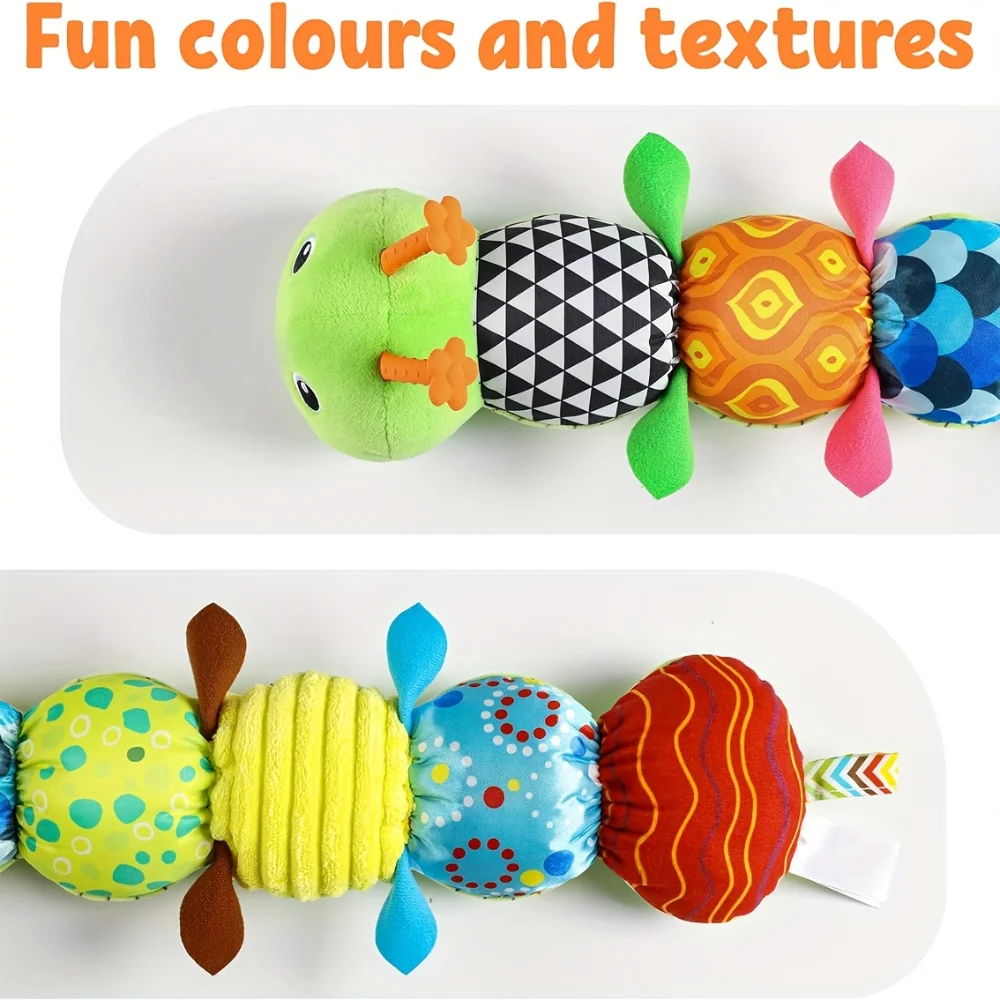 Animal en peluche Musical pour bébé, chenille d'activité, jouets doux, hochet froissé multi-sensoriel et textures, jouets mignons pour le temps du ventre