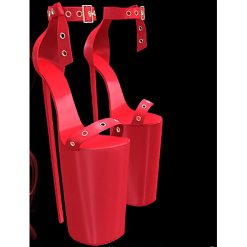 

Red Buckle Hollow Platform Sandals Thin High Heel Sexy Fashionable Cool Summer Casual Big Size Woman Shoes Zapatillas Mujer