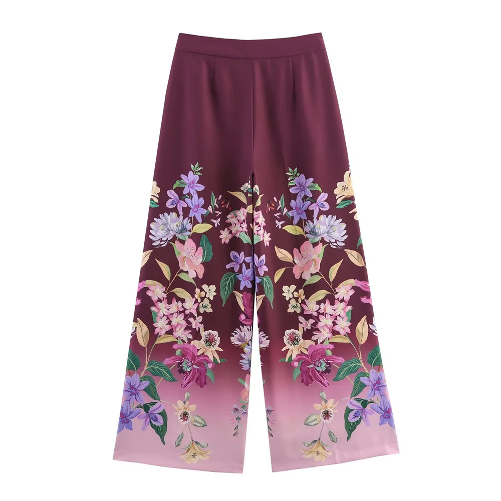 Nowa odzież damska w stylu europejskim i amerykańskim, prosty kwiatowy wzór, luźne spodnie