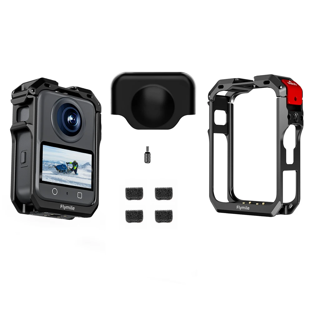 

Rabbit Cage Aluminum Protective Case for DJI OSMO 360, Metal Frame Expansion Adapter with Lens Cover, Wind Muff Camera Accessory