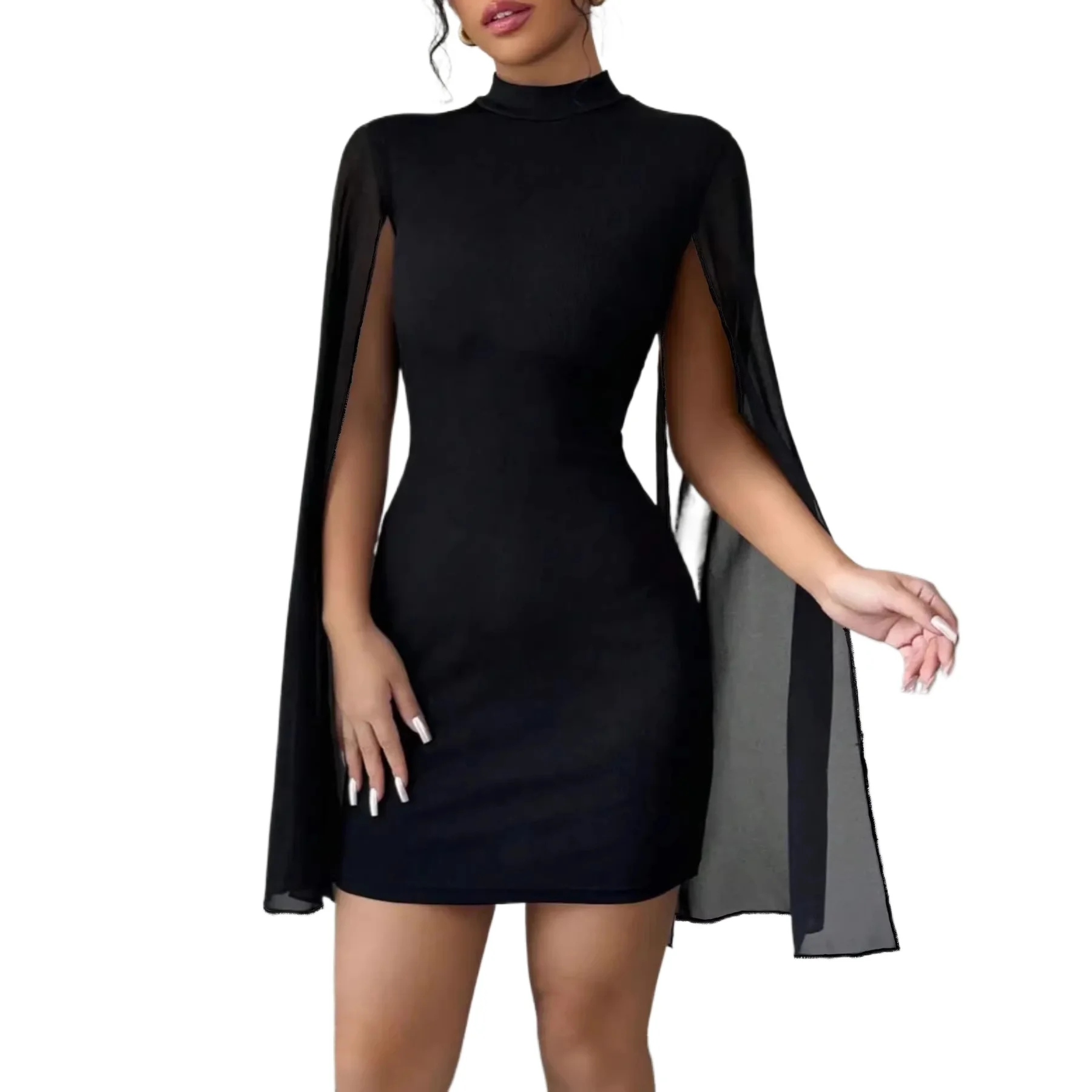 2026 Temperament Intellectual Feifei Long Sleeve Hip Wrap Dress Spring and Autumn Slim Fit Solid Color One-step Dress cw50810