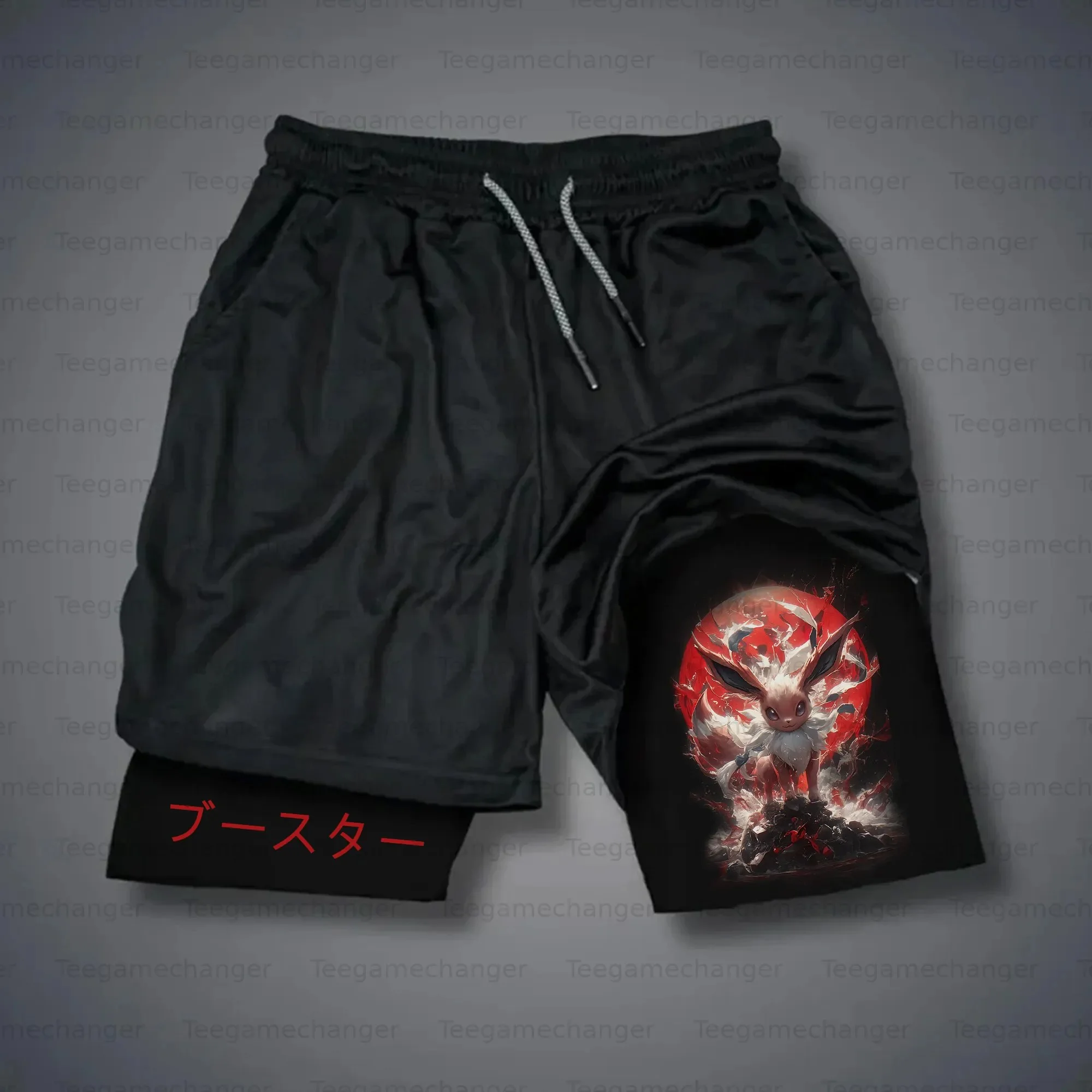 Bandai nova alta qualidade pokémon elf pet padrão premium shorts masculinos com cordão na cintura fitness wear calças sanduíche