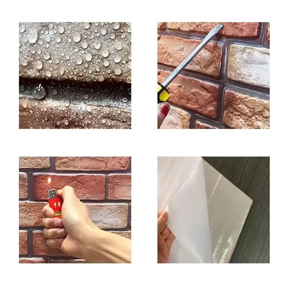 

10 шт. 2025 водонепроницаемые стеновые панели в форме кирпича 3D домашние декоративные влагостойкие ретро-наклейки