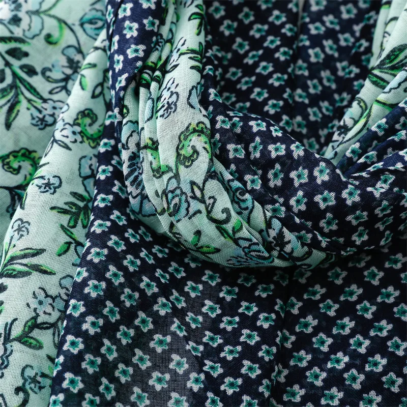 Bohemian Fashion Lovely Green Polka Floral Patchwork Tassel Viscose Shawl Scarf Wrap Pashmina Stole Bufandas Muslim Hijab 2024