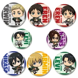 Attack on Titan Badge Handmade Cartoon Brooches Eren Levi Armin Arlert Erwin Lapel Pin Round Badge Jewelry Backpack Decoration
