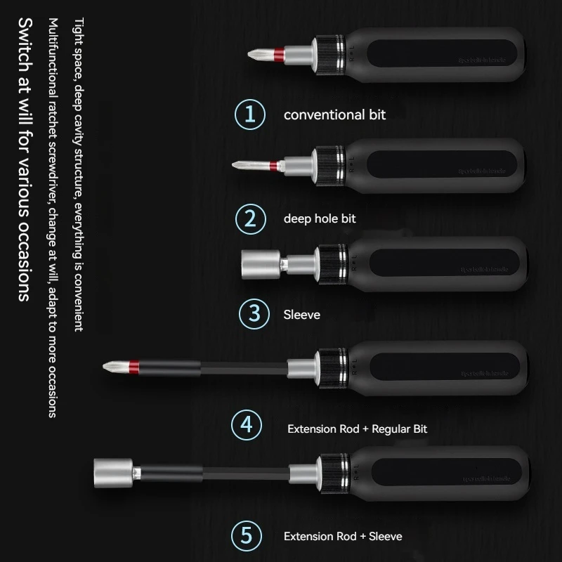 9/37 In 1 Portable Ratchet Screwdriver Hidden Screwdriver Head Multi Angle Corner Capable Multifunctional Screwdriver Set