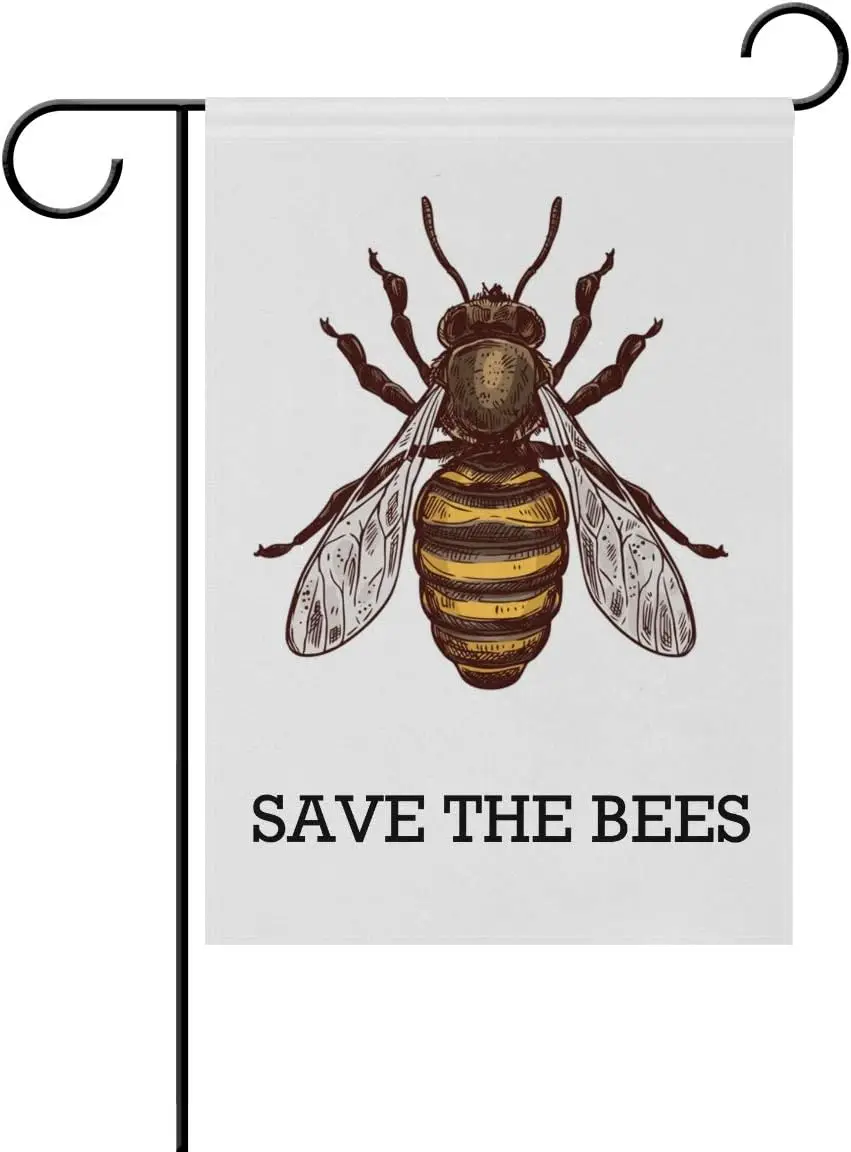 Hand Drawn Honey Bee Animals Garden Flag Vertical Polyester Double-Sided Printed Home Outdoor Yard Holiday Decor-12 x 18 inch