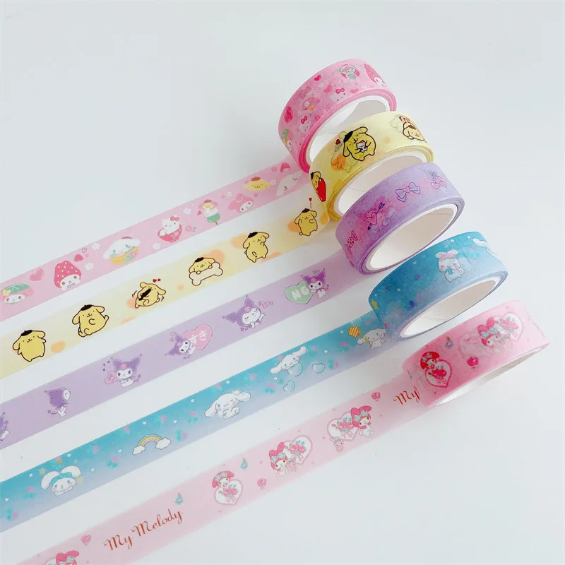 50 pcs/lot 15mm*5M Sanrio Kuromi Melody Washi Stickers Tape Cute Scrapbooking DIY Diary Decorative Sticker Album Stick Label