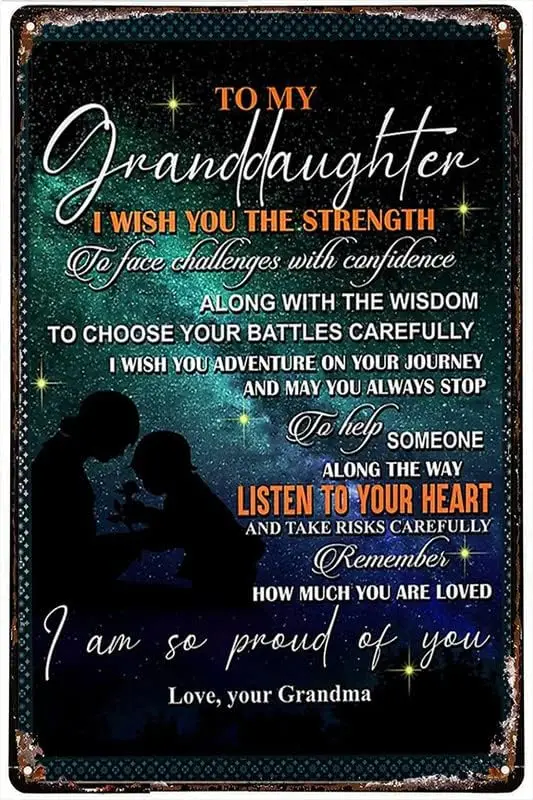 8X12 IN To My Dad Metal Tin Sign Family To My Granddaughter Listen To Your Heart So Proud Of You Vintage Tin Sign Decoration for