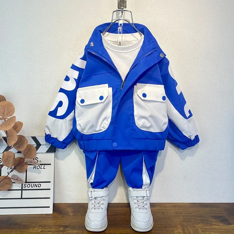 

Boys' Spring Suit Set Spring and Autumn New Children's Wear Boys' Labor Clothes Baby Jacket Pants Two Piece Set