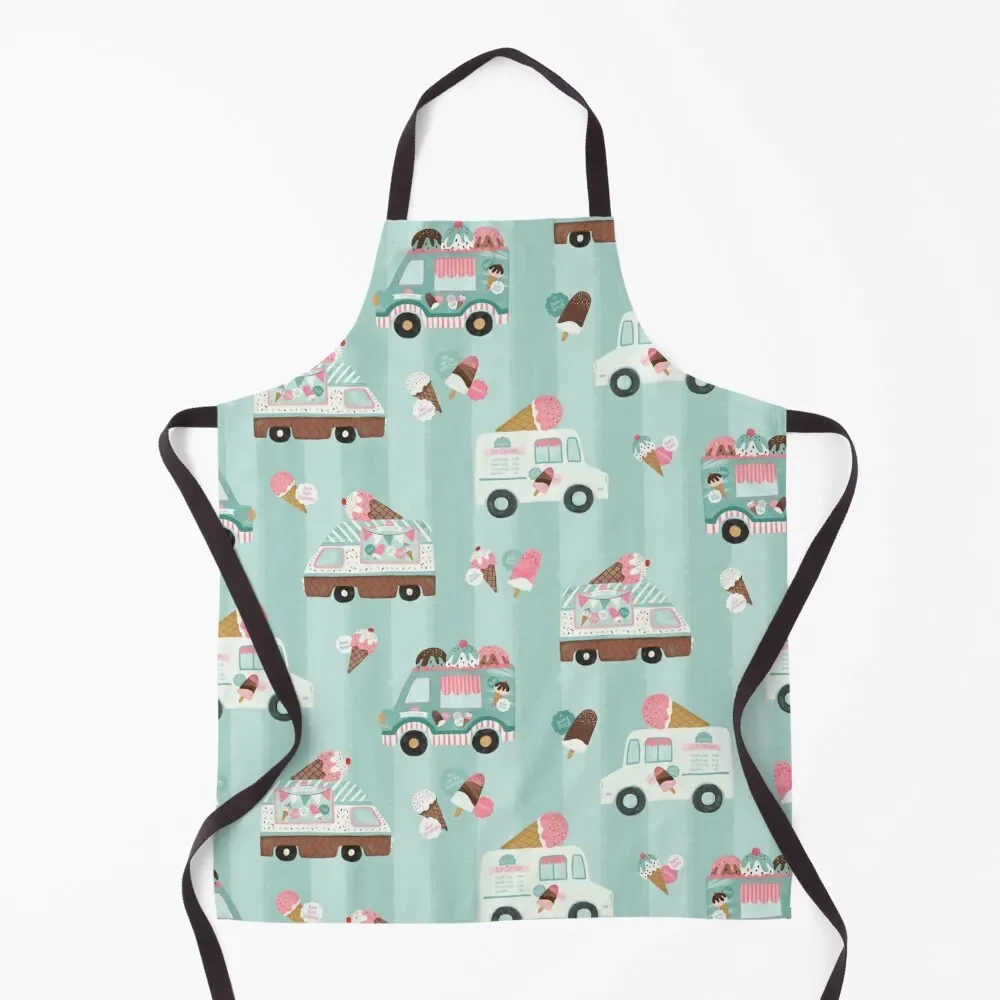 

Vintage Ice Cream Trucks on Blue Apron cleanings Kitchen Women Christmas gift cooks clothes Apron