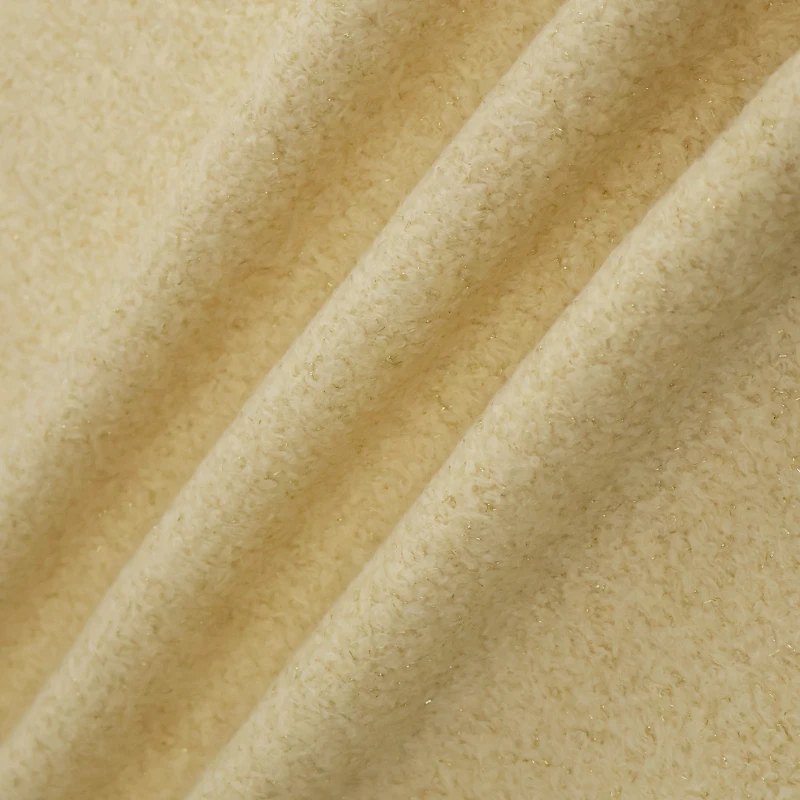 2 yards Imported thickened milky yellow fabric with gold accents and woven gold thread, knitted boucle and lamb wool