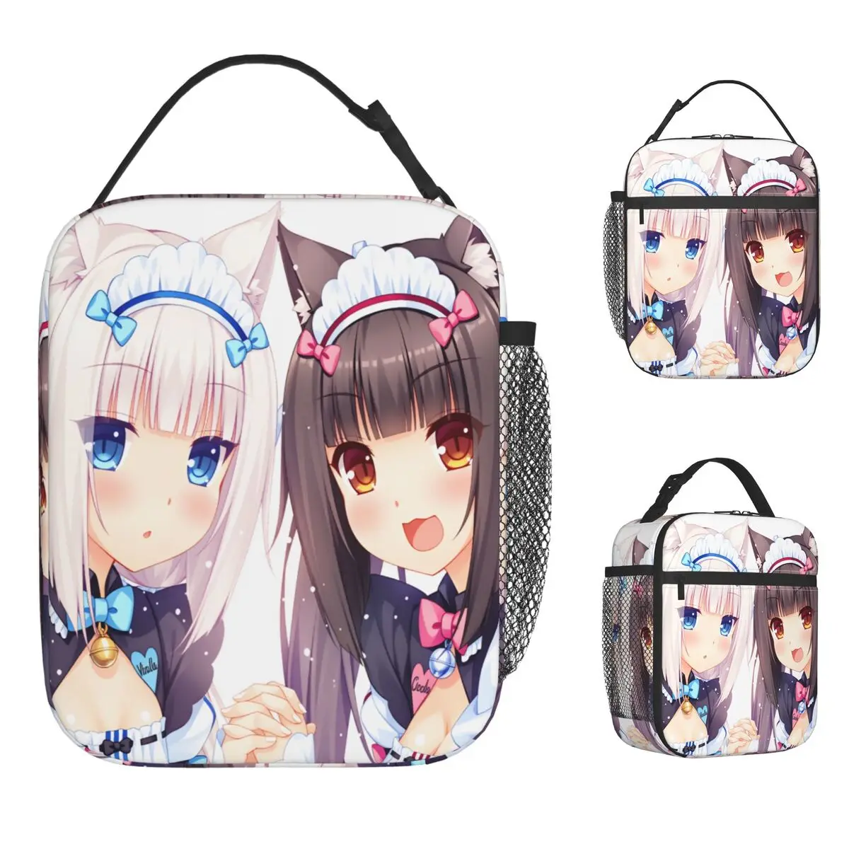 

Nekopara Coconut Cinnamon Azuki Lunch Bag Outdoor Picnic Lunch Box Girls Cute Graphic Tote Food Bags Oxford Portable Cooler Bag