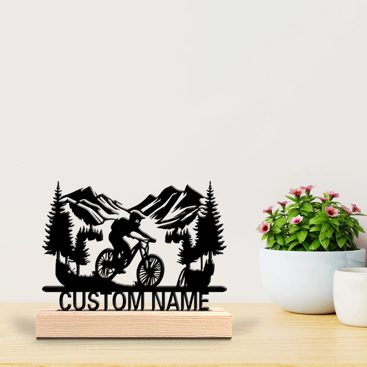 1pc New Design Personalized Custom Bicycle Metal Statues Sports Enthusiast Gift With Wooden Base Perfect For Bedrooms