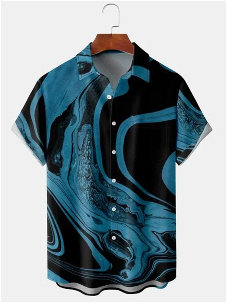 2024 Hawaii Casual Men's Shirt Short-sleeved Gradient Graphic 3D Print Fashion Streetwear Lapel Harajuku Oversized Tops Summer