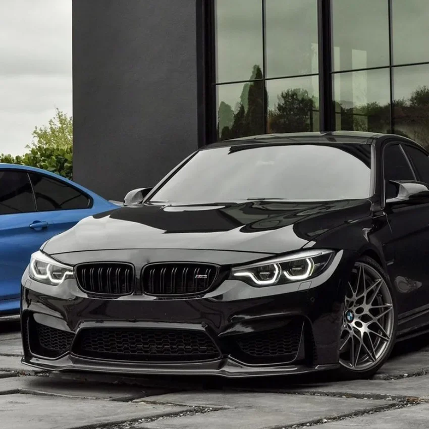 2015 To 2020 For BMW F80 M3 F82 F83 M4 Front Bumper Spoiler Lip Body Kit Splitter Glossy Balck Carbon Fiber Auto Accessories