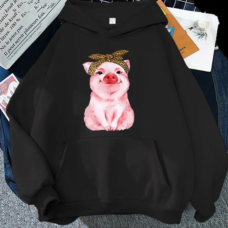 Fashion Unisex Hoodies Pig Printed Hooded Seatshirts Streetwear Casual Pullover Tops (Ship in 48 hours)