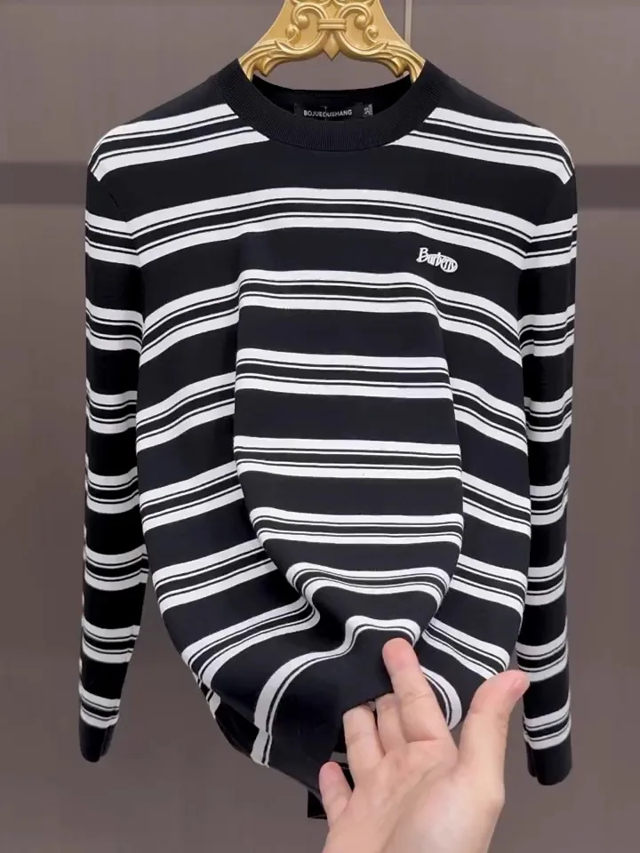 

Мужской вязаный свитер с круглым вырезом, повседневный, высококачественный, модный, новинка осенне-зимнего сезона, комфортный крой, трикотаж