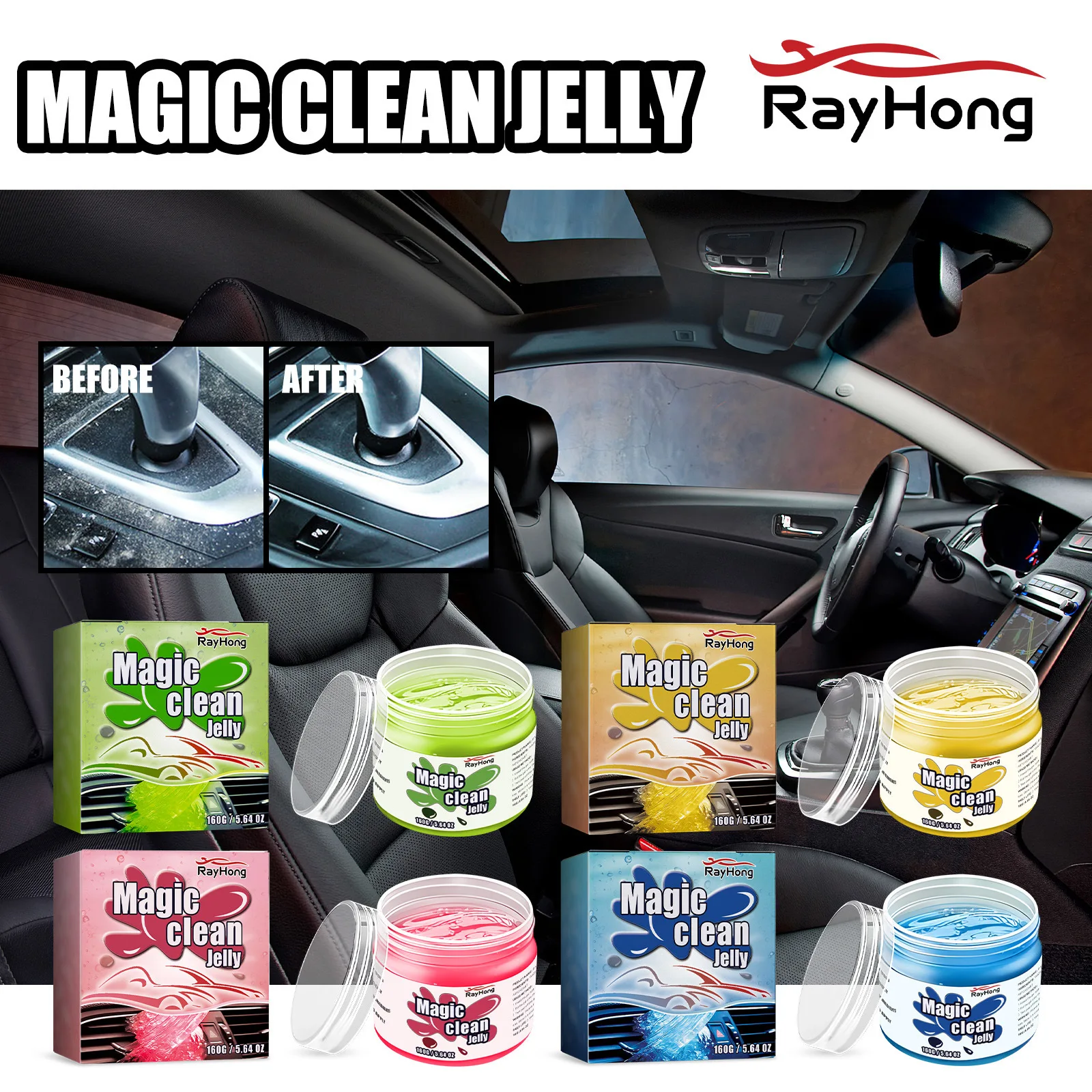 160g Car Cleaning Gel Auto Interior Seat Gap Water Free Refurbishment Cleaning Tool Portable Decontamination Gel Car Accessories