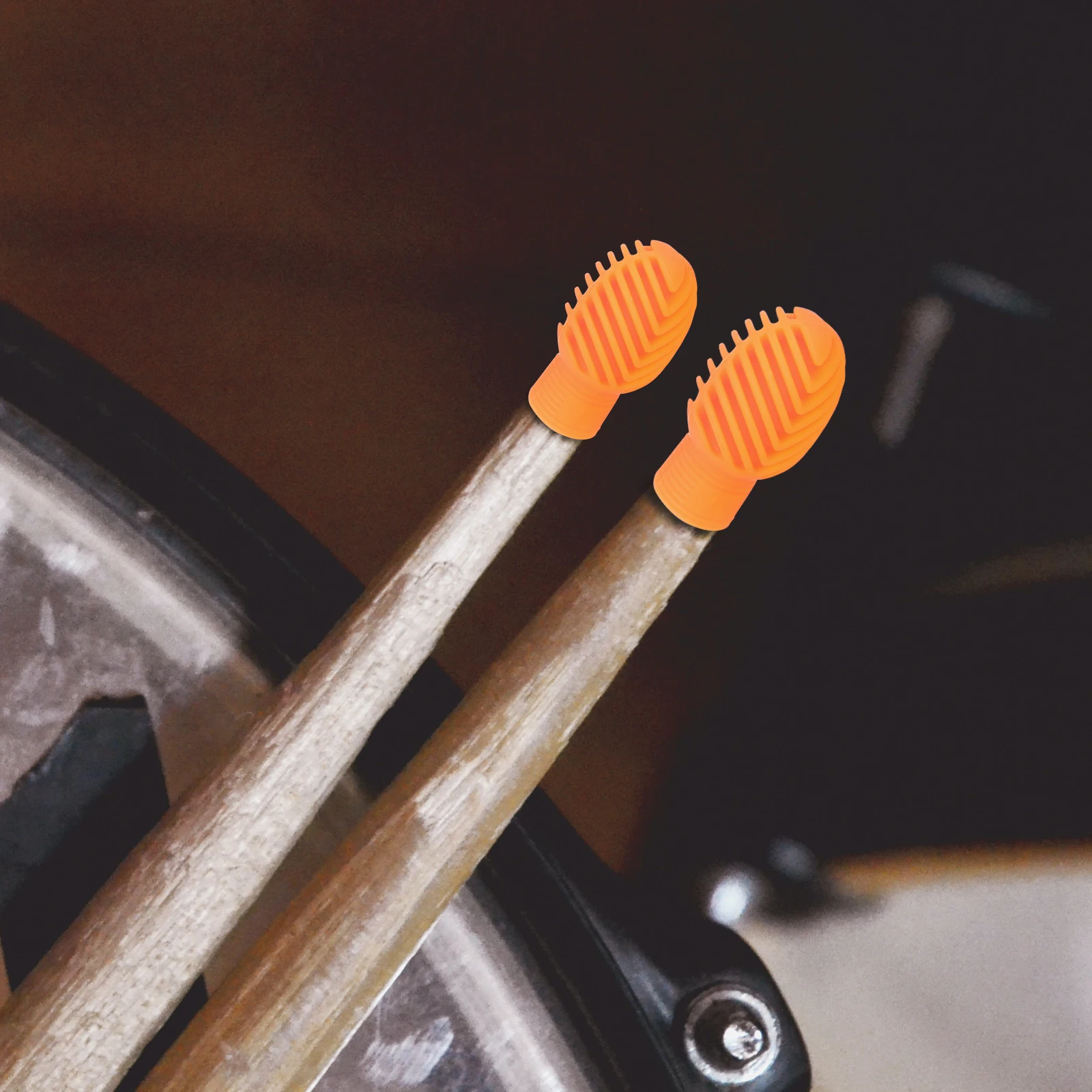 

2 Pcs Drumsticks Protector Practice Tip Silicone Caps Silent Covers Orange Protectors