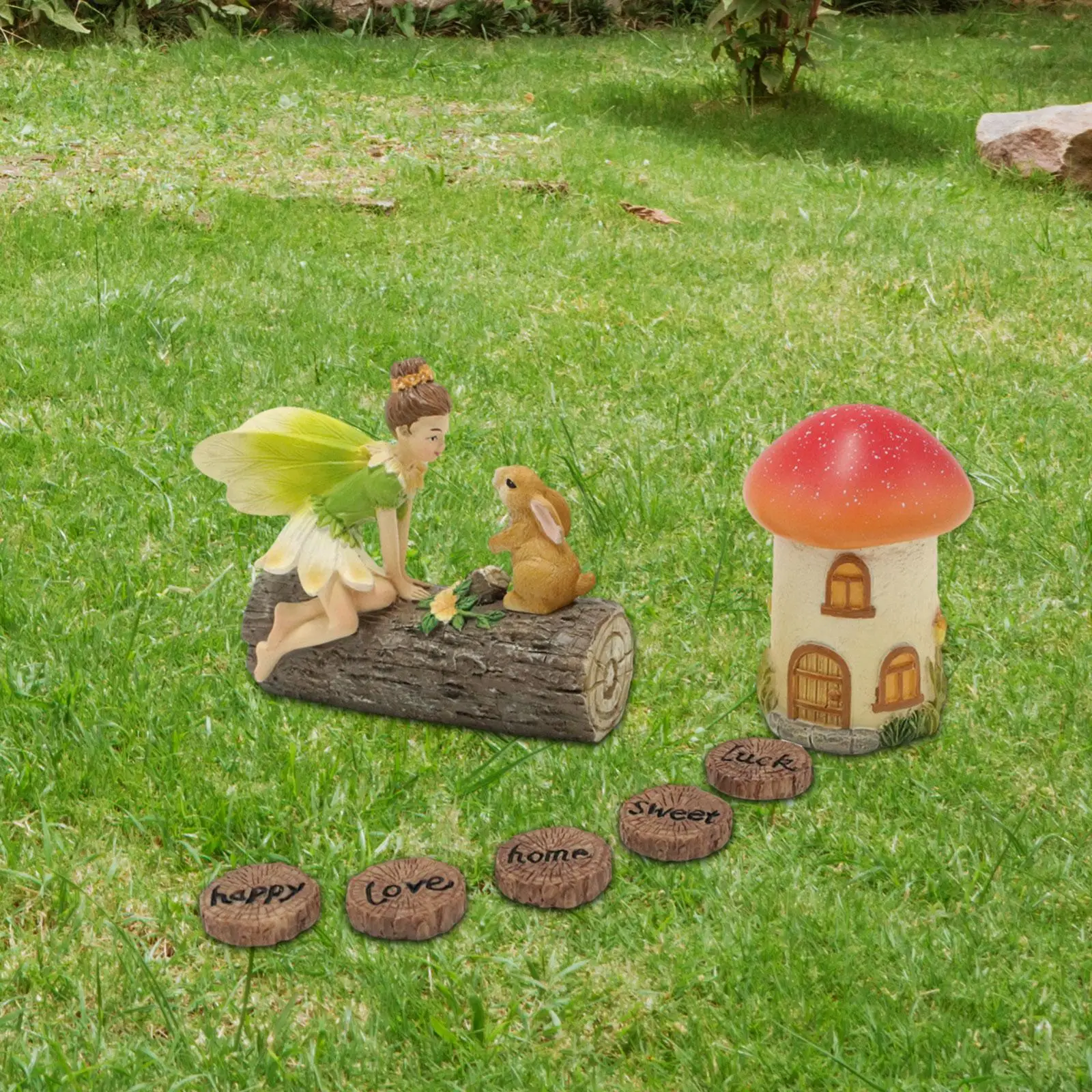 Fairy Garden Statues Set Outdoor Decor Set Decoration Resin Versatile Placement Garden Accessories Tabletop Rabbit Figurines