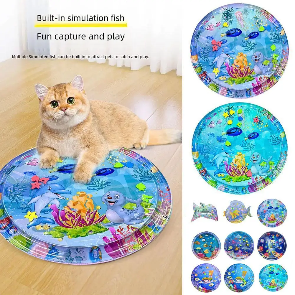 Thickened Water Sensor Play Mat for Small Medium-sized Cats Dogs Interactive Water Sensory Playmat Summer Cool Comfort Pet Mats