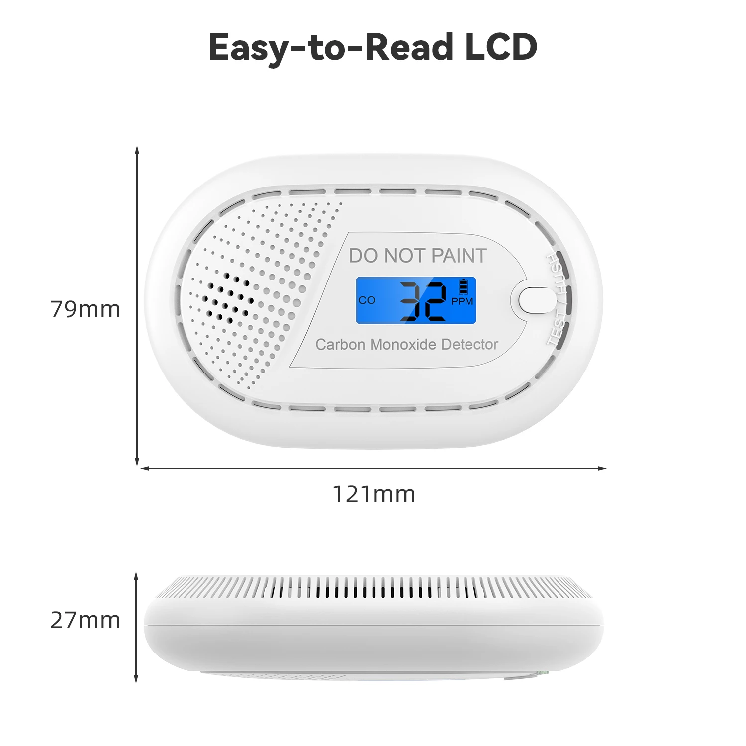 CPVAN Tuya Smart Carbon Monoxide Alarm Sensor WIFI CO Alarm 10 Years Battery Digital display CO Detector 85db Warning