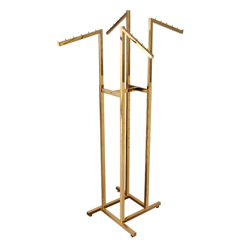 Clothing store displays stainless steel floor-to-ceiling hangers, fully disassembled clothing display