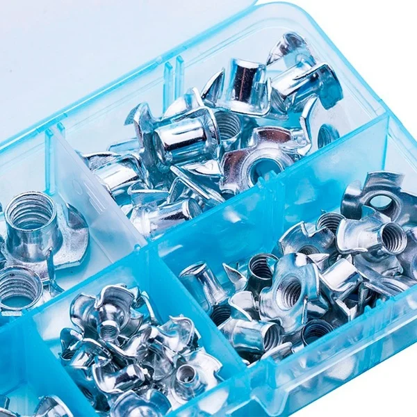 80PCS/245PCS M3 M4 M5 M6 M8 Zinc Plated Four Claws Nut Blind Inserts Nut for Wood Furniture