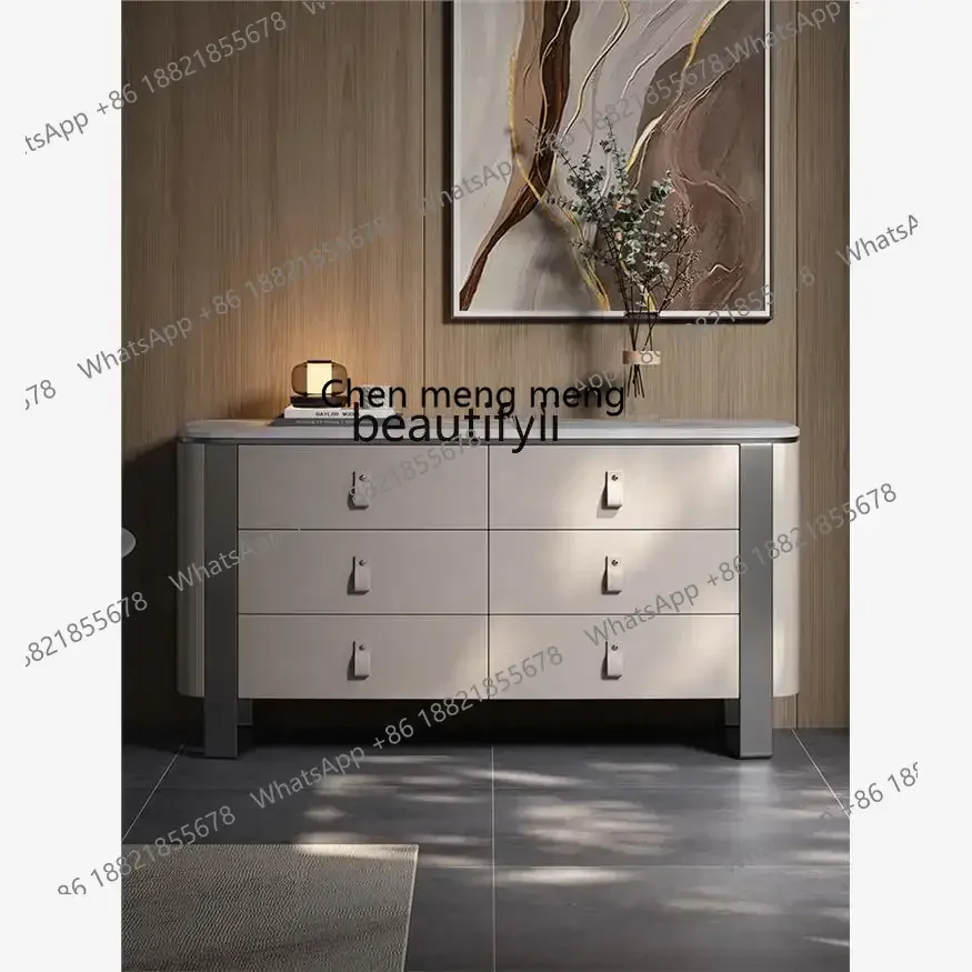 B178 Italian minimalist light luxury six-bucket cabinet against the wall locker high-end rock slab living room dining side cabin
