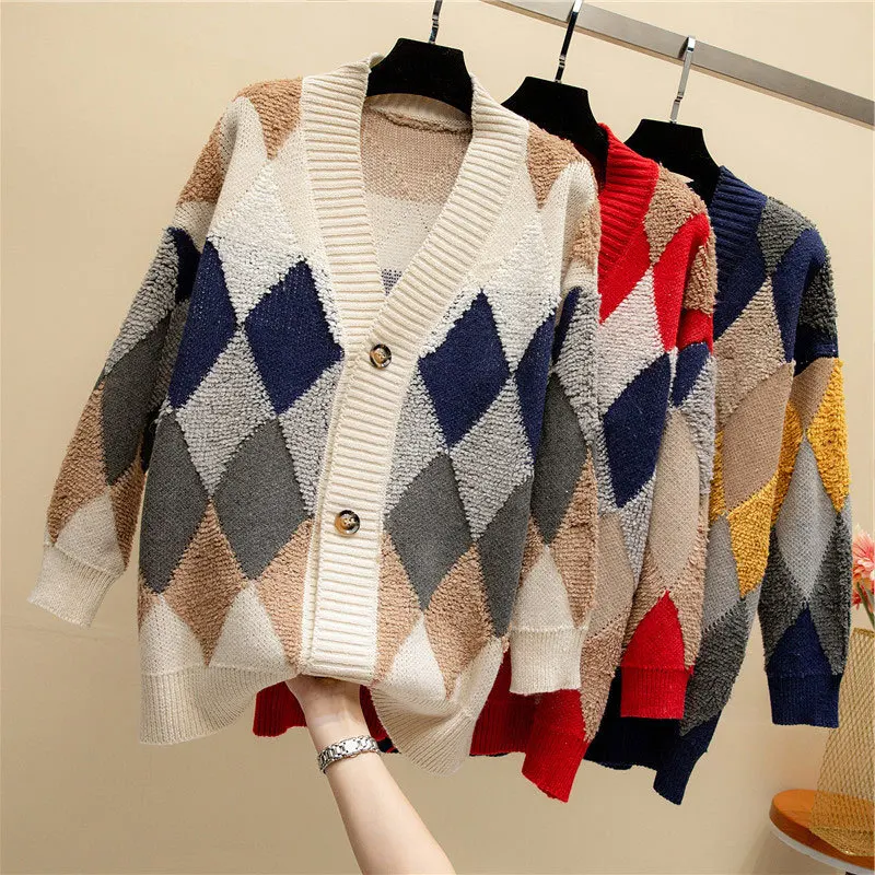 

Women's Knitted Crocheted Jackets Long Cardigan Plaid Top Sexy Streetwear Elegant Ladies Coats Knitwear Winter Clothes 2023