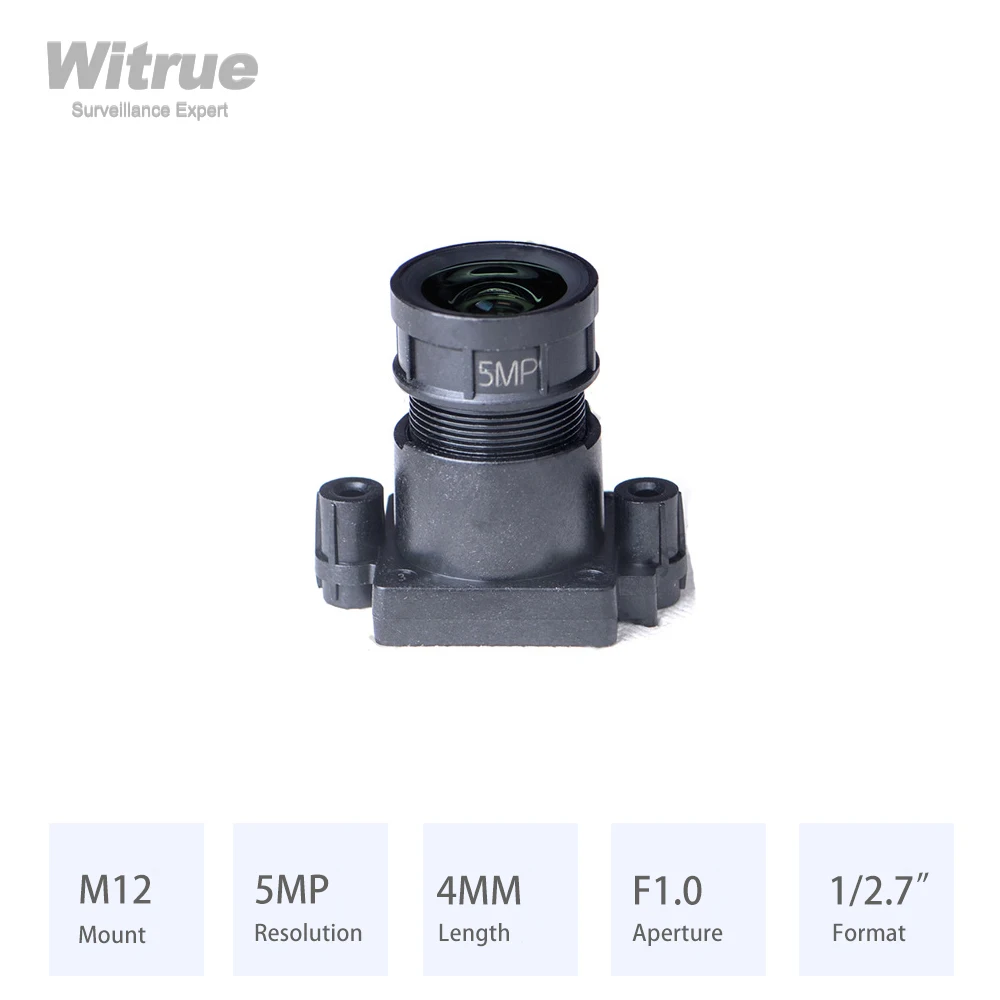 

Witrue HD Lens 5MP M12 * P0.5 mount Starlight Aperture F1.0 1/2.7" for Surveillance Security Cameras CCTV Accessories