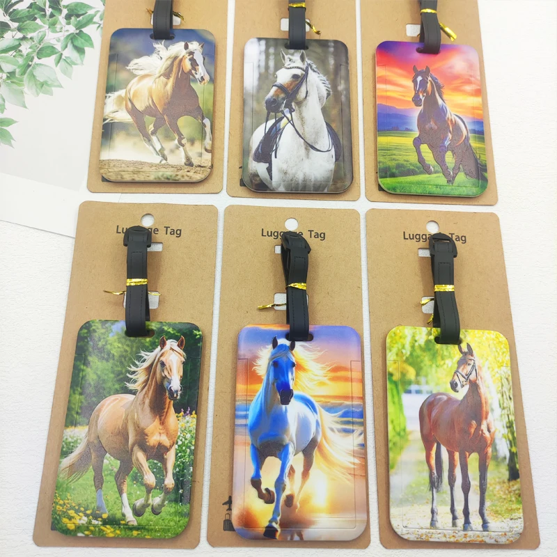 غرامة الحصان الأمتعة التسمية الرجال السفر الأمتعة العلامة الأولاد حقيبة معرف عنوان حامل الأمتعة الصعود المحمولة حقيبة تذكرة #3