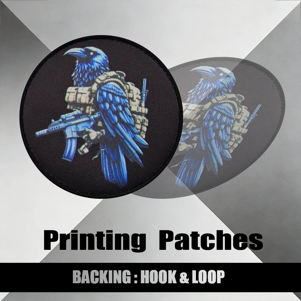

Tactical Raven Printing Patch 8CM Round Special Forces Bird Badge Hook&Loop Backing for Tactical Vests Combat Gear Outdoor