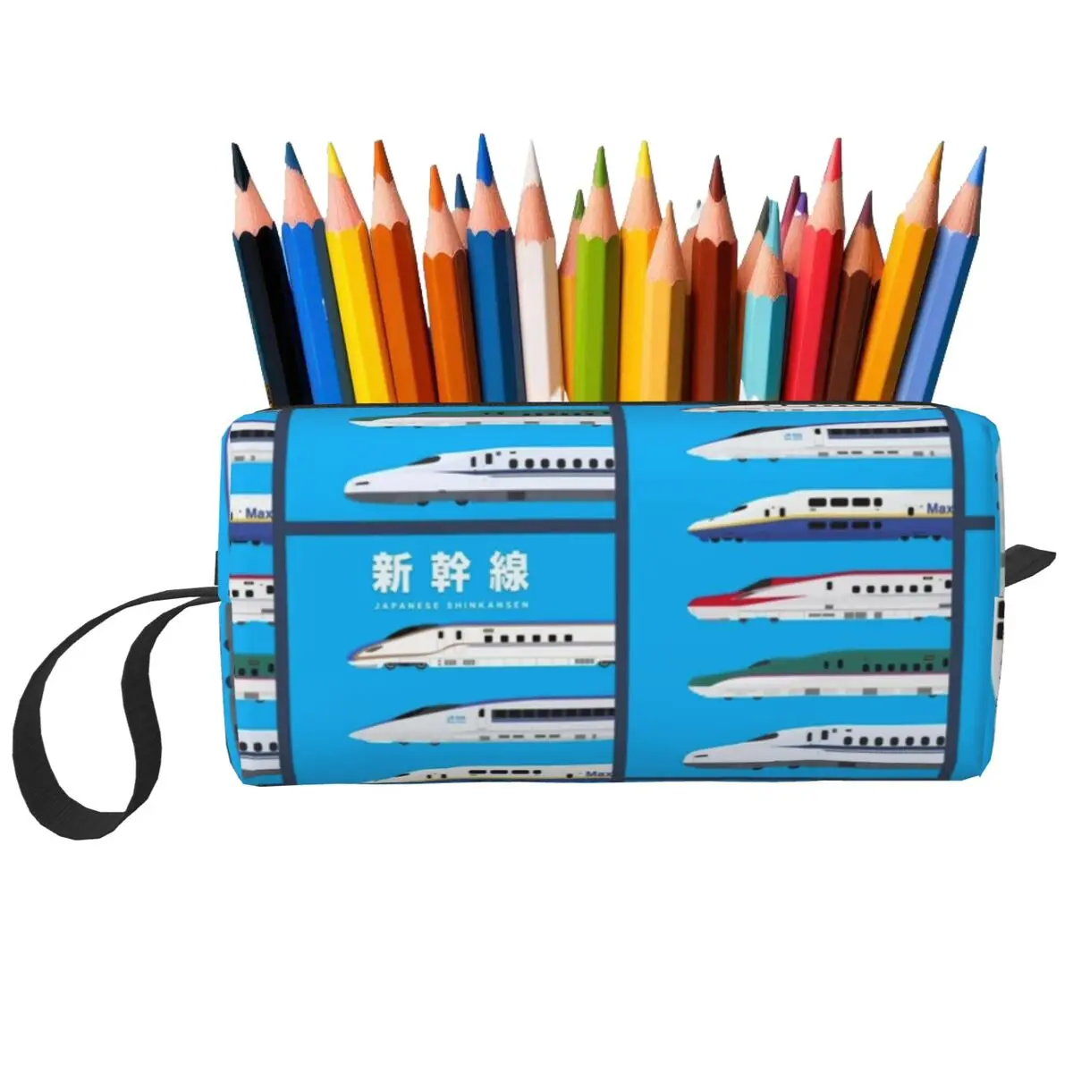Japanese Shinkansen Bullet Trains - Side View Makeup Bag Toiletry Cosmetic Bag for Women Beauty Travel Pencil Case