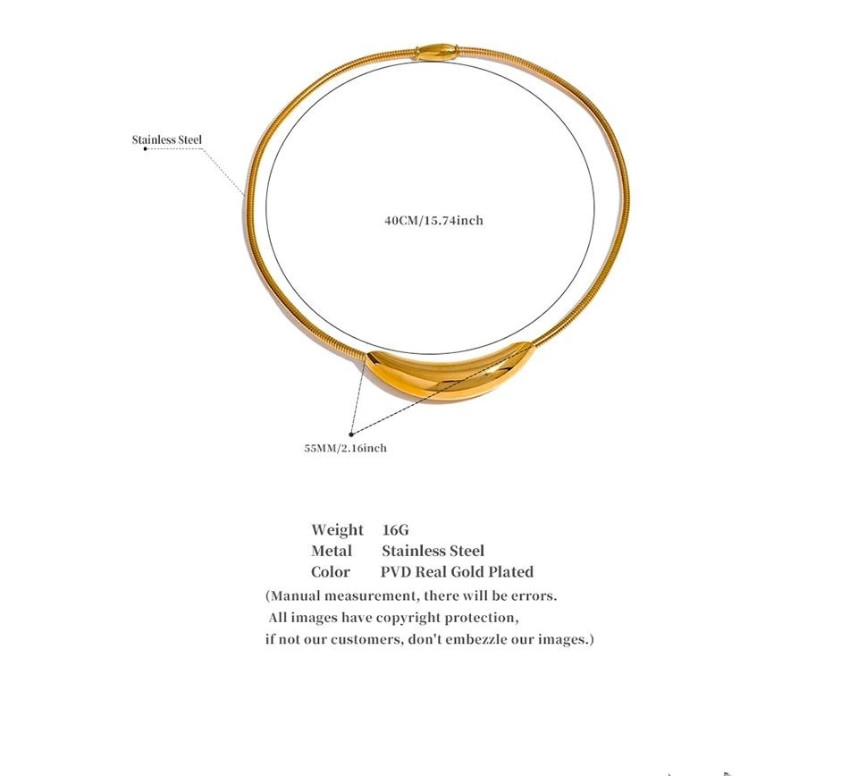 Yhpup Wasserdichter Edelstahl Beliebte Halsband Licht Halskette Damen Statement Metall 18K vergoldet Trendiger Modeschmuck – Detail 8